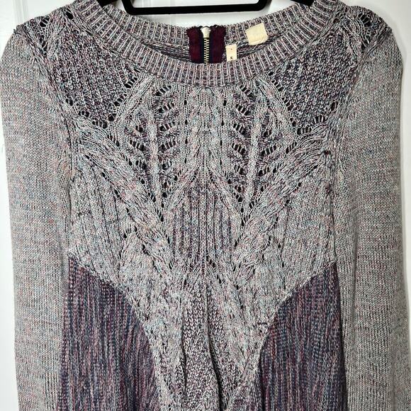 Anthropologie Moth Women's Anita Mixed Cable Knit Sweater Size XS - Picture 2 of 10